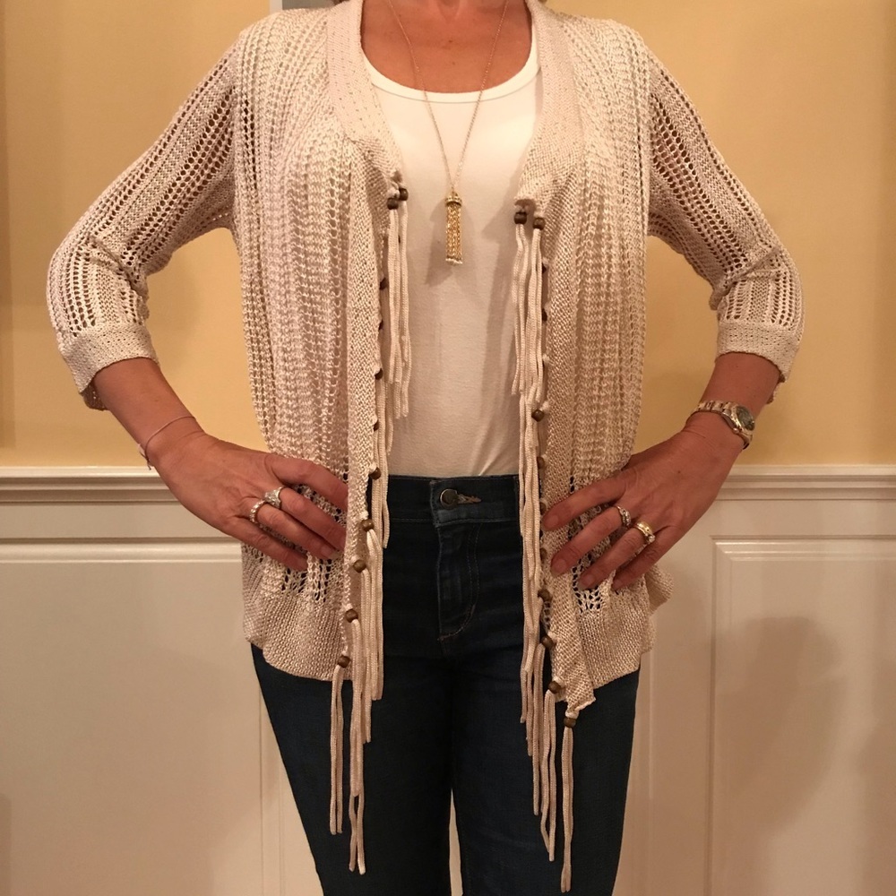 Chicos Open Front Beaded Cardigan Women Chico size 0 US size 4 6